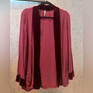 NEW XCVI Deep Red Open Blouse Jacket Cardigan Top
